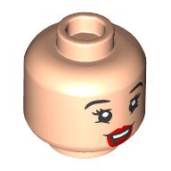 Lego Minifig Head Snow White, Red Lips, Open Mouth / Closed Eyes print / Light Nougat