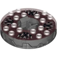 Turntable 6 x 6 Round Pearl Titanium Base Serrated with White Print (Ninjago Spinner) / Trans-Red