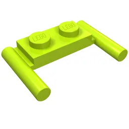 Plate Special 1 x 2 with Handles [Flat Ends / Low Attachment] / Lime