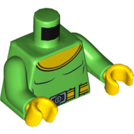 Lego Torso Muscles with Large Yellow Rounded Collar, Belt Print, Bright Green Arms, Yellow Hands / Bright Green