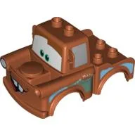 Duplo Car Body 2 Top Studs Truck with Cars Tow Mater Print / Dark Orange