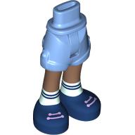 Lego Minidoll Hips and Shorts with Medium Brown Legs, White Socks, Dark Blue Shoes print / Medium Blue