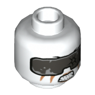 Lego Minifig Head Jet Jack, Silver Goggles, Angry Print [Hollow Stud] / White