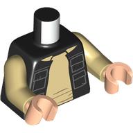 Lego Torso, Jacket with Pockets, Tan Shirt with Crinkles print, Tan Arms, Light Nougat Arms / Black
