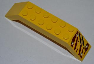 Lego Slope 45 10 x 2 x 2 Double with 4 Rivets and 2 Claw Scratch Marks on Dark Red Tiger Stripes Pattern Model Front Left Side (Sticker) - Set 5885