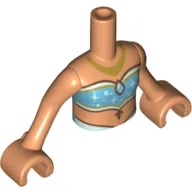 Minidoll Torso Girl with Medium Blue Top, Gold Necklace Print, Nougat Arms and Hands / Nougat