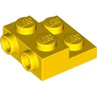 Plate Special 2 x 2 x 2/3 with Two Studs On Side and Two Raised [Half Hollow Anti-stud] - Updated Version / Yellow