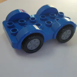 Duplo Car Base 2 x 6 with Four Black Tires and Metallic Silver Wheels on Removable Axles / Blue