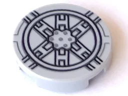 Tile, Round 2 x 2 with Bottom Stud Holder with Black SW Tie Fighter Pattern
