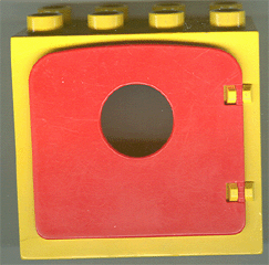 Lego Duplo Door / Window Frame 2 x 4 x 3 Flat Front Surface with Red Door / Window with Porthole (4253 / 4248)