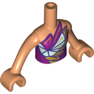 Lego Minidoll Torso Girl with Magenta/Light Aqua/Gold Feathers Top, Nougat Arms / Nougat