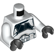 Lego Torso Armor with Black Pauldron Print (Clone Trooper Gunner), White Arms, Black Hands / White