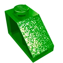 Brick Sloped 45° 2 x 1 with Bottom Pin / Trans-Green
