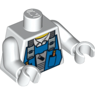 Lego Torso Vest over Shirt with Collar Print, White Arms and Hands / White