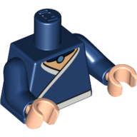 Lego Torso Robe with White Trim and Belt, Light Blue Necklace Gem Print, Dark Blue Arms, Light Nougat Hands / Dark Blue