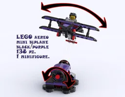 MINI AEREO -BIPLANE BLACK-PURPLE-