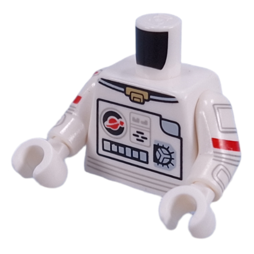 Lego Torso, Astronaut Space Suit, Classic Space Logo print, White Arms and Hands / White