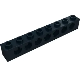 Technic Brick 1 x 8 [7 Pin Holes] / Black