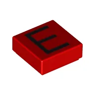 Tile 1 x 1 with letter Capital E Print / Red