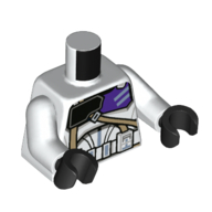 Lego Torso Armor, Dark Purple and Black Chest Plate, Dark Tan Straps, Utility Belt Print, White Arms, Black Hands / White
