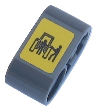 Lego Technic, Liftarm Thick 1 x 2 - Axle Hole with Warning Sign 1 Pattern (Sticker) - Set 42054