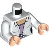 Lego Torso Shirt, Tied with Lavender Undershirt Print, White Arms, Light Nougat Hands / White