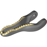 Lego Animal Body Part, Dinosaur, Baryonyx Lower Jaw with Tan Teeth / Dark Bluish Gray