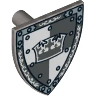Shield Triangular with Gray Crown on White and Gray Quarters Background Print / Flat Silver