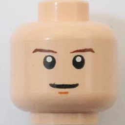 Minifig Head Luke Skywalker, Brown Eyebrows, White Pupils and Chin Dimple Print / Light Nougat
