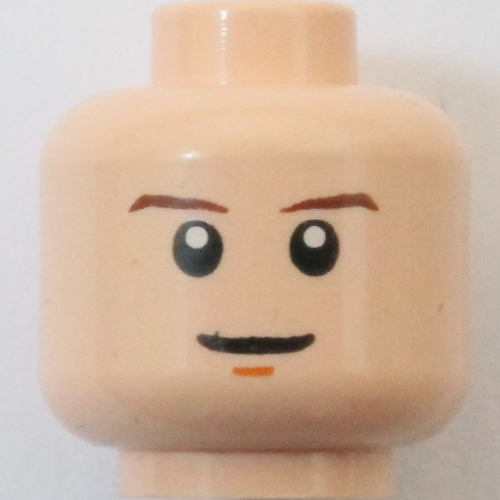 Lego Minifig Head Luke Skywalker, Brown Eyebrows, White Pupils and Chin Dimple Print / Light Nougat