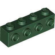 Lego Brick Special 1 x 4 with 4 Studs on One Side / Dark Green