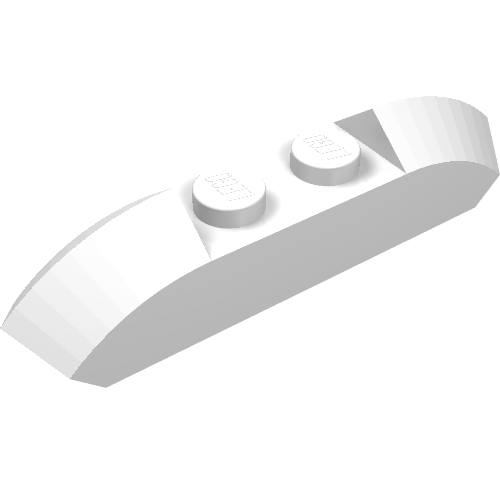 Lego Brick Curved 1 x 4 with Sloped Ends and Two Top Studs / White