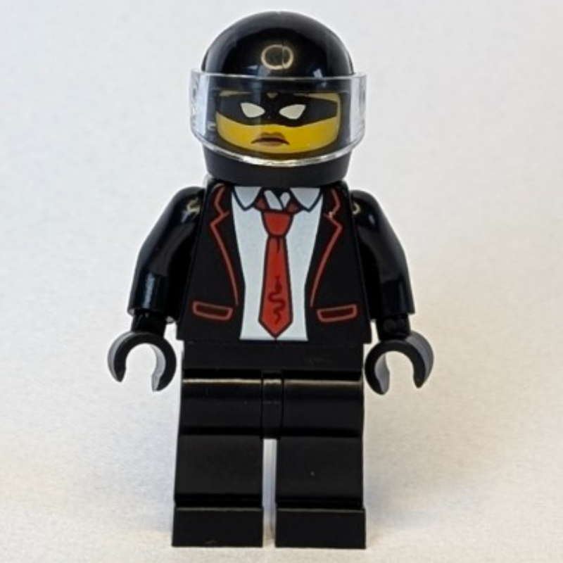 Lego Criminal, Black Suit, Red Tie, Black Helmet