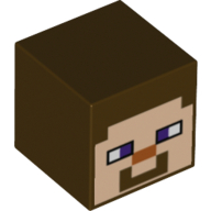 Lego Minifig Head Special, Cube with Minecraft Steve Light Nougat Face Print / Dark Brown