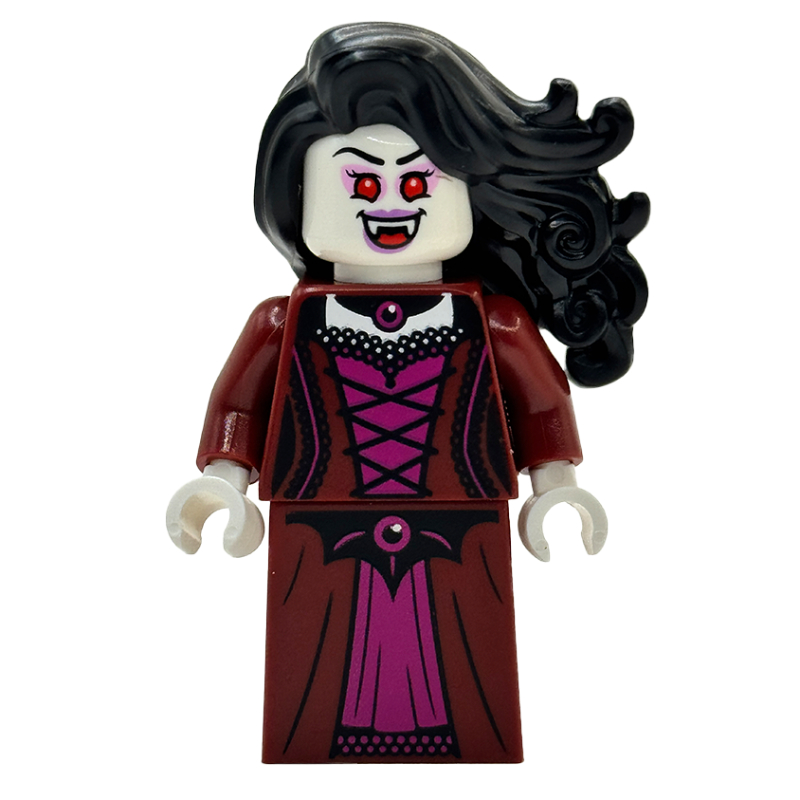 Lego Vampire, Dark Red Dress, Black Hair
