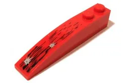 Slope, Curved 6 x 1 with 2 Studs with Black Damage and Bullet Holes Pattern (Sticker) - Set 5973