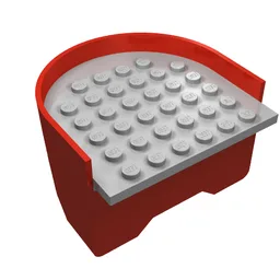 Boat Hull Section, Stern 6 x 6 x 3 1/3 with Light Gray Deck / Red