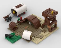 Camp with covered wagon