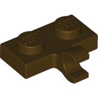 Lego Plate Special 1 x 2 with Clip Horizontal on Side / Dark Brown