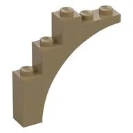 Brick Arch 1 x 5 x 4 [Continuous Bow, Raised Underside Cross Supports] / Dark Tan