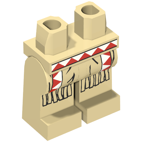 Lego Hips and Tan Legs with Indians Red/White Triangles, Fringe Print / Tan