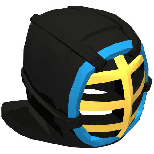 Lego Mask, Kendo, Gold Grille, Blue Trim