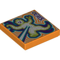Lego Tile 2 x 2 with Mutate Ray print / Orange