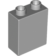 Lego Duplo Brick 1 x 2 x 2 with Bottom Tube / Light Bluish Gray