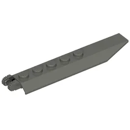 Hinge Plate 1 x 8 Locking with Angled Side Extensions, Rounded Plate Underside, 9 Teeth / Dark Gray