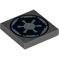 Lego Tile 2 x 2 with SW Imperial Logo Print / Dark Bluish Gray