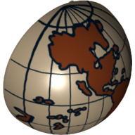 Lego Dome Hemisphere 2 x 2 with Cutout with Dark Brown Americas and South Pacific Globe Print