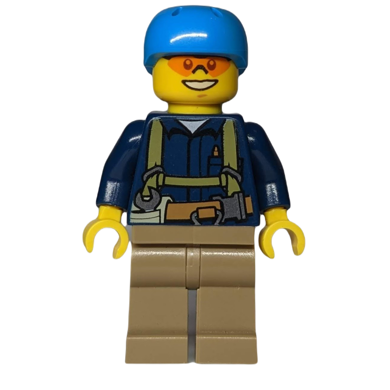 Lego Dark Blue Torso, Dark Tan Legs, Dark Azure Helmet