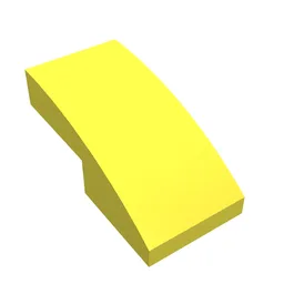 Brick Curved 2 x 1 No Studs [1/2 Bow] / Bright Light Yellow
