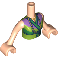 Lego Minidoll Torso Woman with Lime with Green Coat/Dress, Lavender Trim, Pearl Necklace Print / Light Nougat